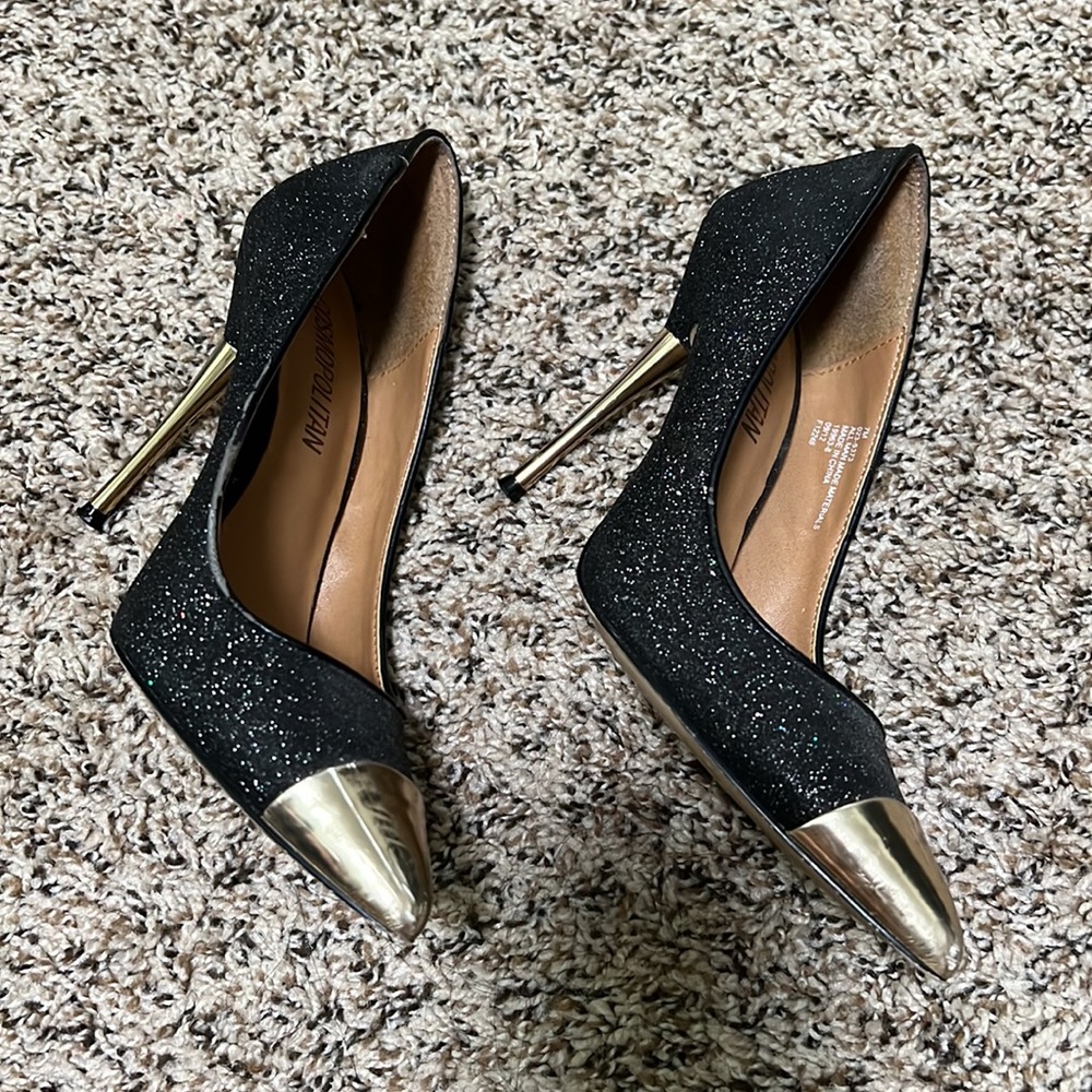 Stilettos black gold sparkles size7